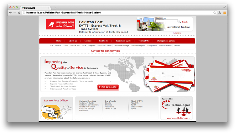 Pakistan Post Express Mail Track & Trace System