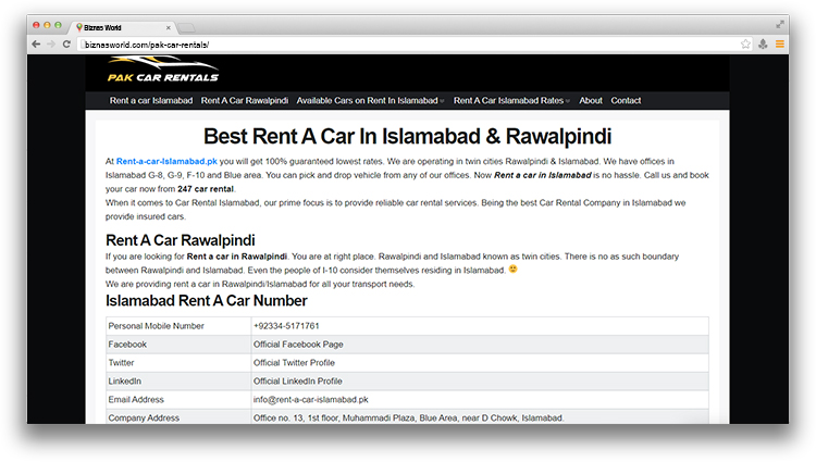Pak Car Rentals